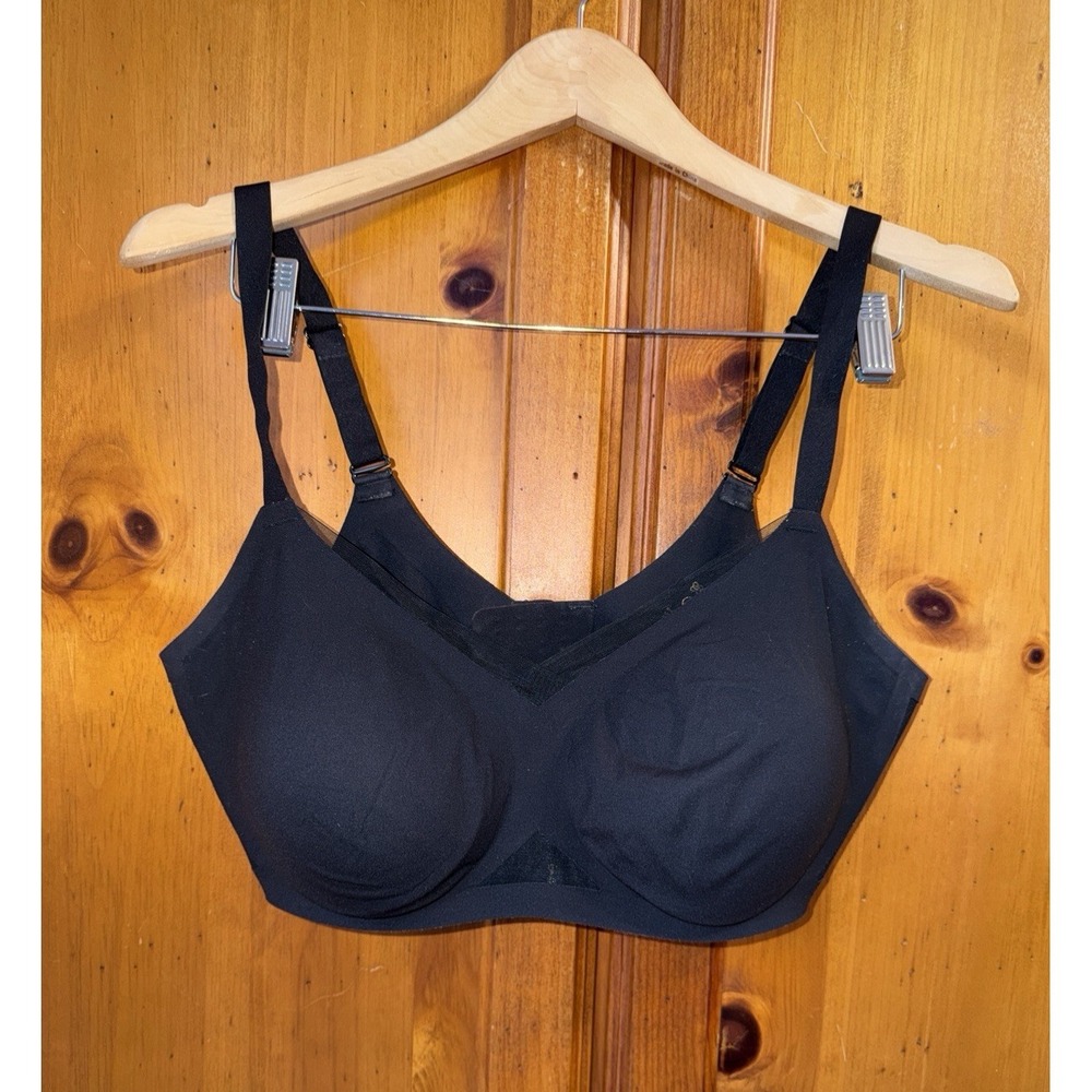 HoneyLove Women's 1X 40C 40D Crossover Bra Wire Free Wireless Smooth V Neck Blk